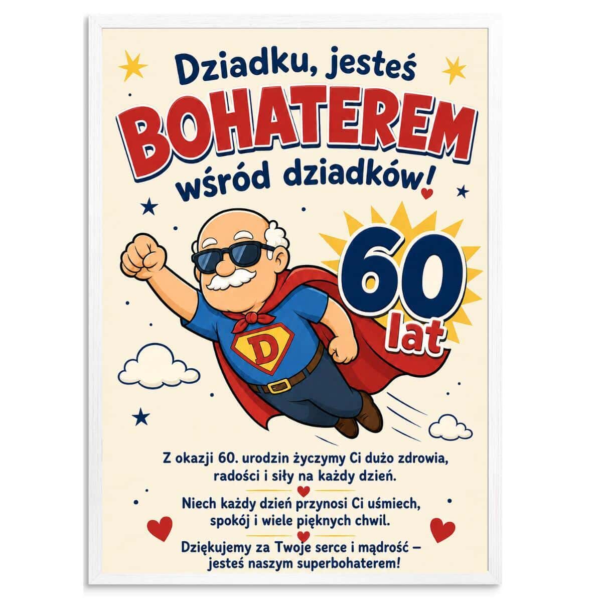 Plakat na 60-tkę dla dziadka - Super dziadek | Prezent na 60 urodziny z życzeniami 31020 - zdjęcie 6