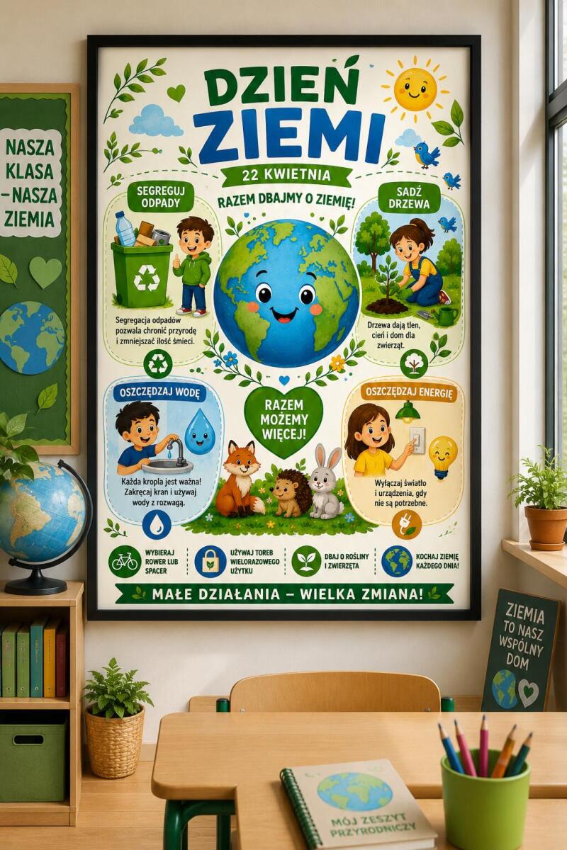 Plakat edukacyjny dla dzieci- Dzień ziemi, Ekologia | Obraz do szkoły, przedszkola 70135 - zdjęcie 5