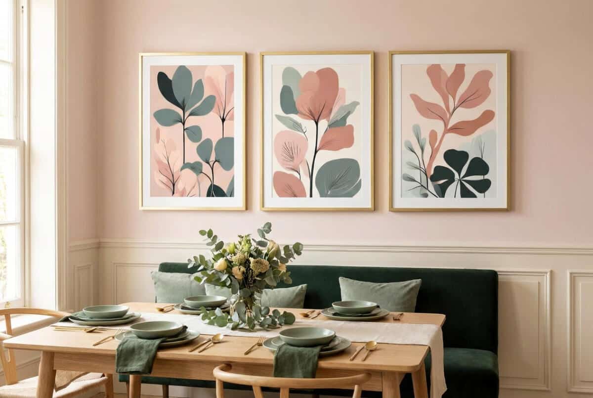 Zestaw 3 Plakatów Botanicznych Japandi | Pastelowe Liście Modern Organic do Salonu 42255 - zdjęcie 11