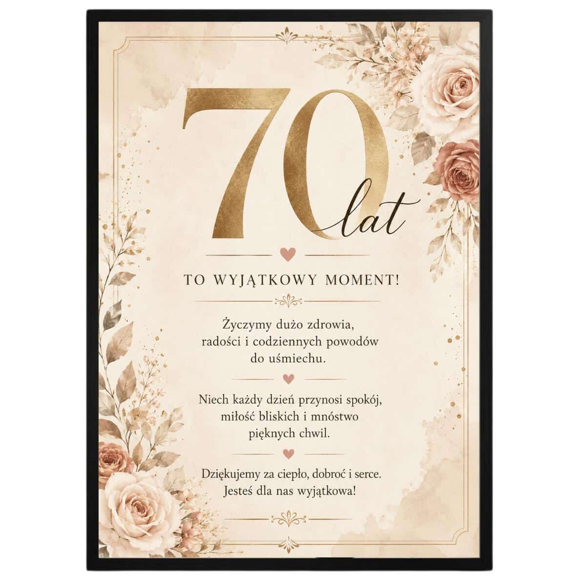 Plakat z życzeniami na 70 urodziny | Elegancka pamiątka na 70-tkę 31017 - zdjęcie 6