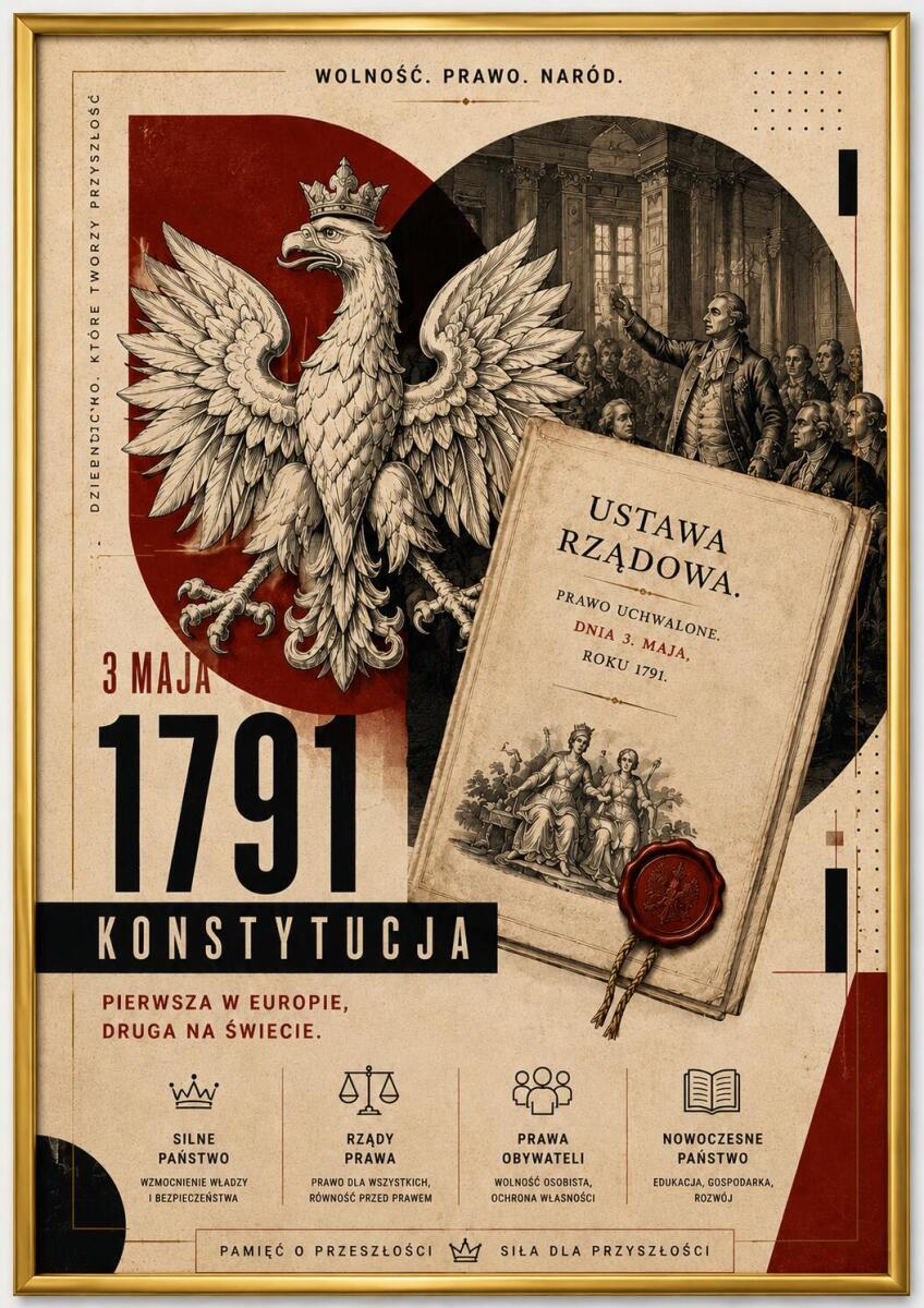 Plakat Patriotyczny- Konstytucja 3 Maja 1791 | Obraz Historia Polski 70138 - zdjęcie 4