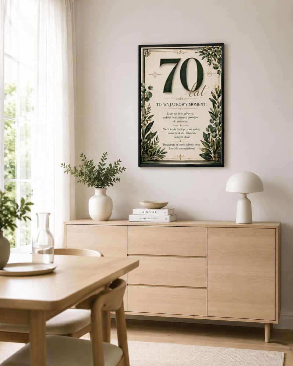 Plakat na 70-tkę dla mężczyzny - Eleganckie życzenia | Prezent na 70 urodziny 31019 - zdjęcie 4