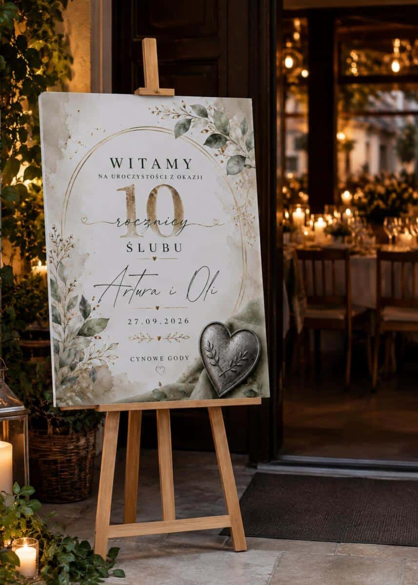 Tablica powitalna na 10 Rocznicę Ślubu | Plakat Witamy- Cynowe Gody 31060 - zdjęcie 2