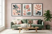 Zestaw 3 Plakatów Botanicznych Japandi | Pastelowe Liście Modern Organic do Salonu 42255 - miniaturka 9