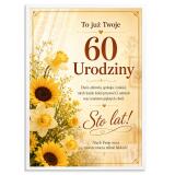 Plakat na 60-tkę dla kobiety - Żółte kwiaty | Upominek na 60 urodziny z życzeniami 31022 - miniaturka 6