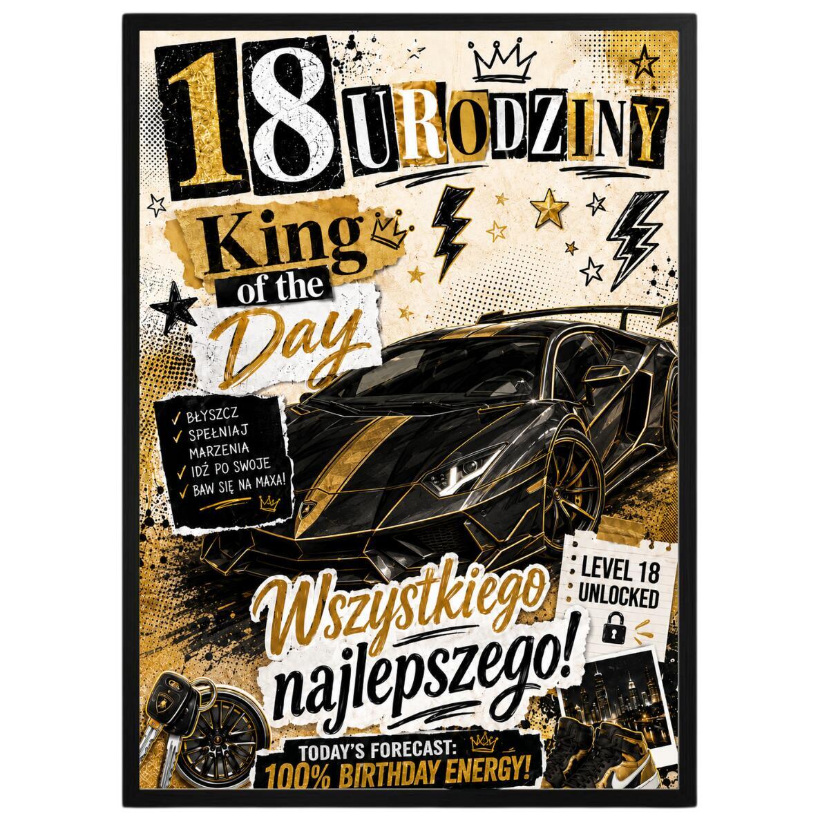 Plakat z autem na 18 urodziny  | Motoryzacyjny prezent dla chłopaka na osiemnastke  31012