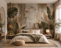 Fototapeta do wnętrz w stylu Loft, boho- Tropikalne Liście na betonie 76104 - miniaturka 1