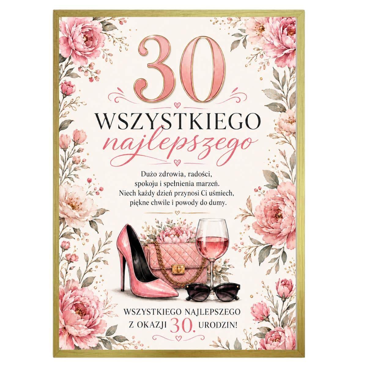 Plakat z życzeniami na 30 urodziny - Kwiaty | Pamiątka na 30-tkę dla kobiety 31028 - zdjęcie 6