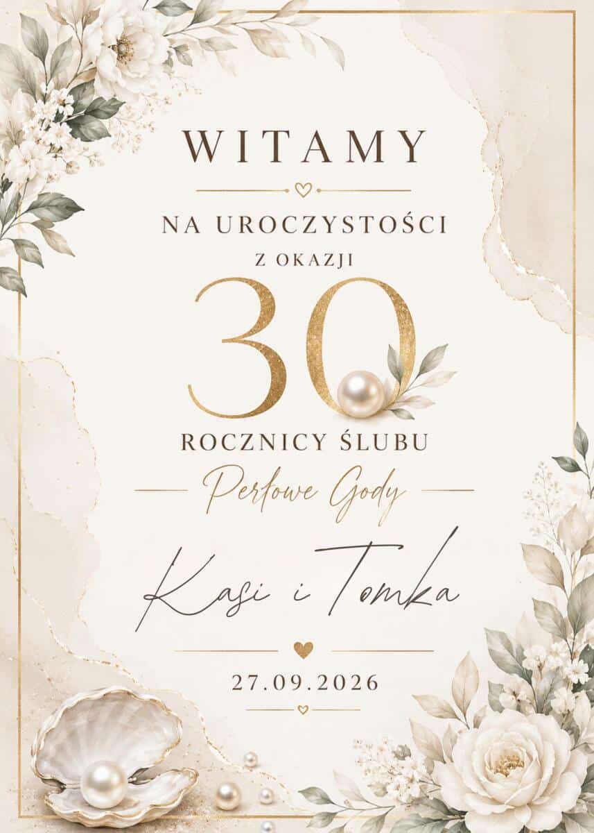 Personalizowana Tablica Powitalna- 30 Rocznica Ślubu, Perłowe Gody, 30 lat małżeństwa 31064 - zdjęcie 5