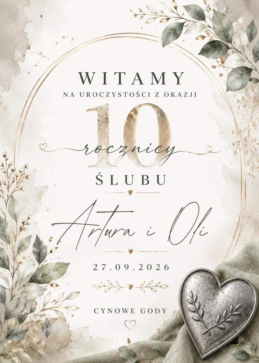 Tablica powitalna na 10 Rocznicę Ślubu | Plakat Witamy- Cynowe Gody 31060 - zdjęcie 6
