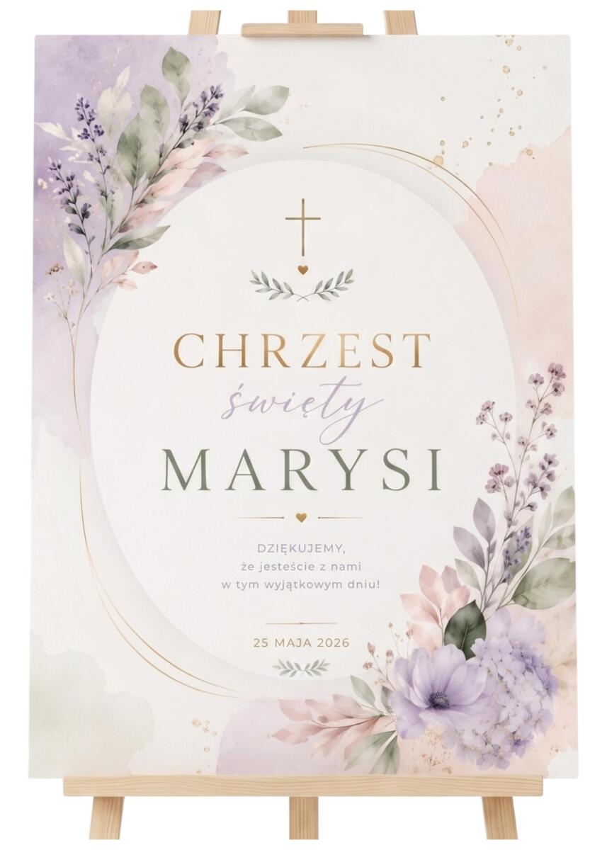 Tablica powitalna na chrzest święty | Pastelowy plakat na chrzciny boho 31047