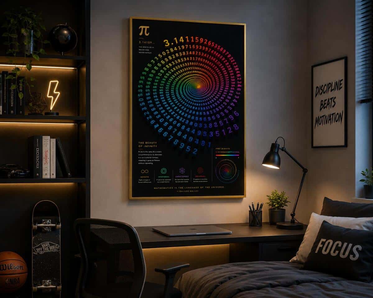 Plakat Naukowy Matematyka – Kolorowa Spirala Liczba Pi π | Plakat do biura, pokoju młodzieżowego 70131 - zdjęcie 4