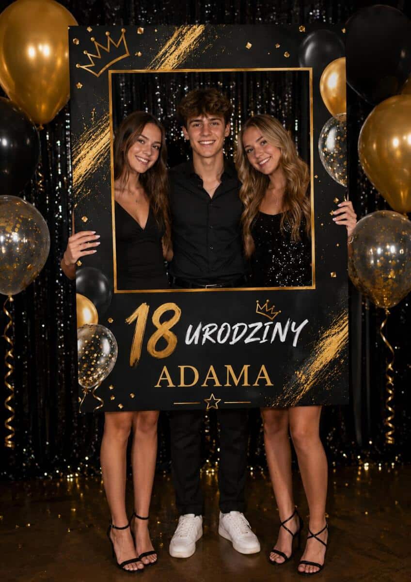 Ścianka, Ramka do Zdjęć na Osiemnastkę + IMIĘ | Foto Ramka Urodzinowa, Photo Booth na 18 urodziny 31030 - zdjęcie 3