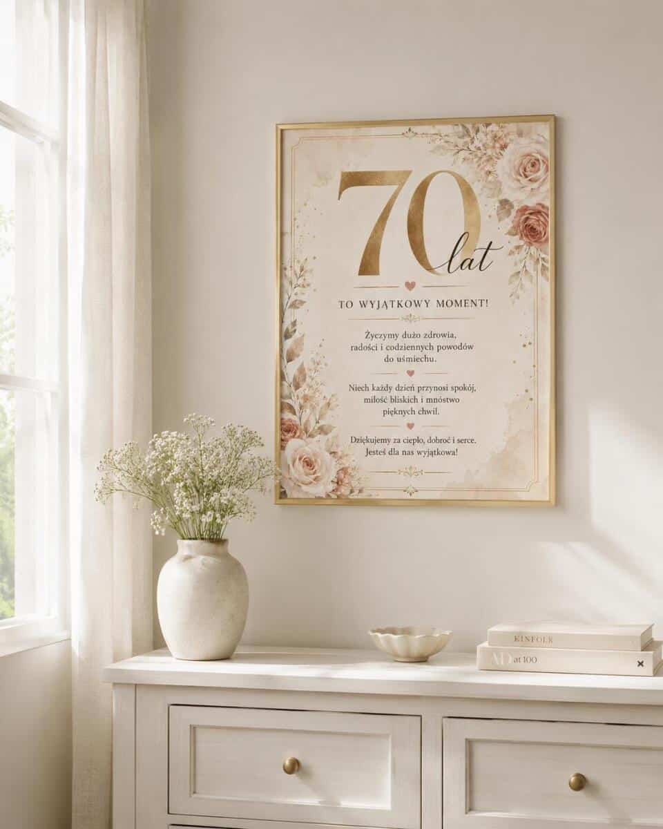 Plakat z życzeniami na 70 urodziny | Elegancka pamiątka na 70-tkę 31017 - zdjęcie 3