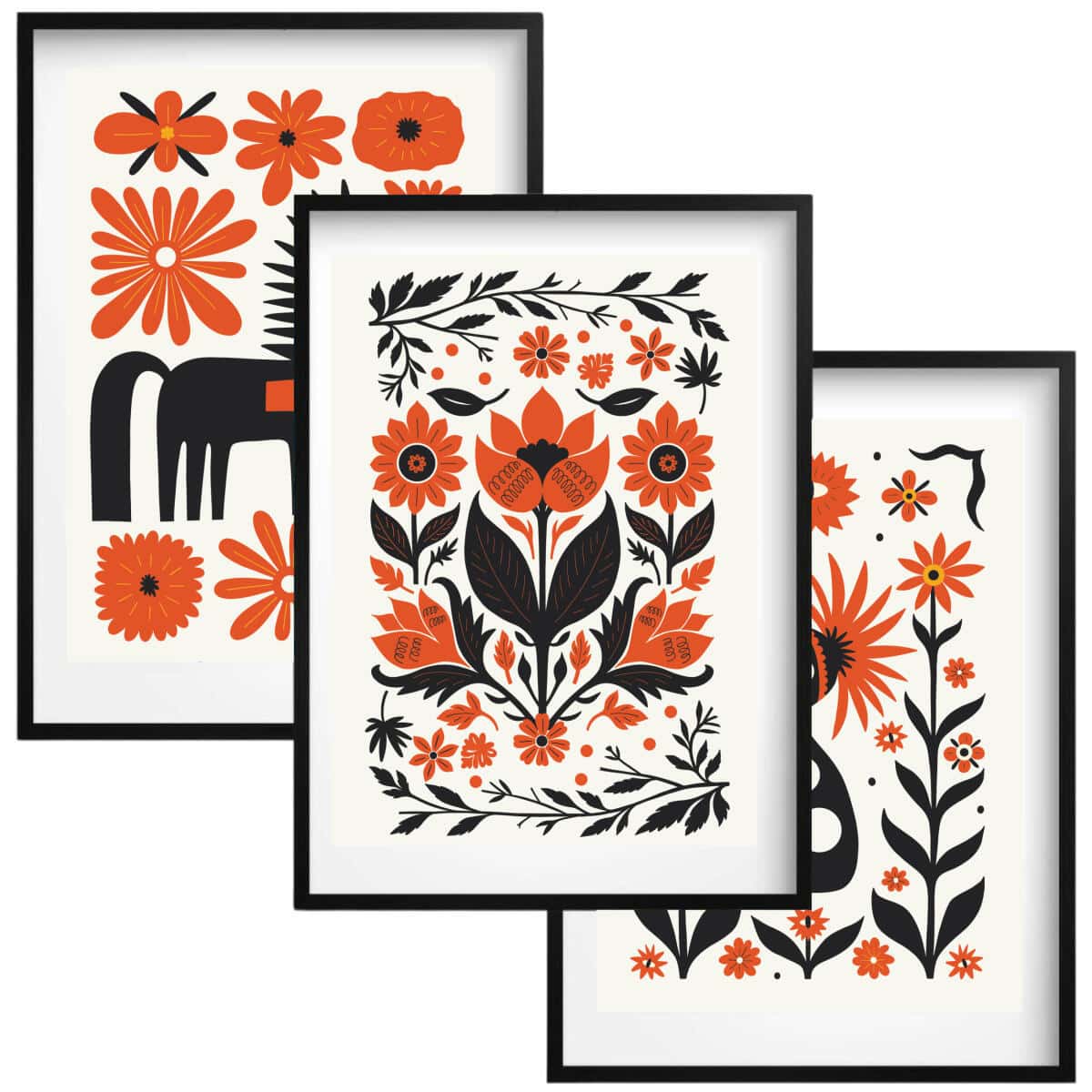 Zestaw 3 Plakatów- Folk Art, Ludowe Wzory | Obrazy na ścianę Folklor 42264