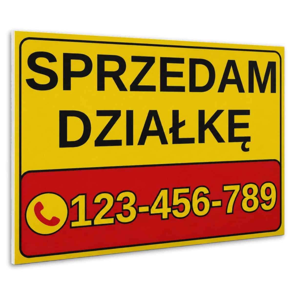 Tablica ogłoszeniowa, informacyjna | PCV | Szyld SPRZEDAM DZIAŁKĘ + numer telefonu