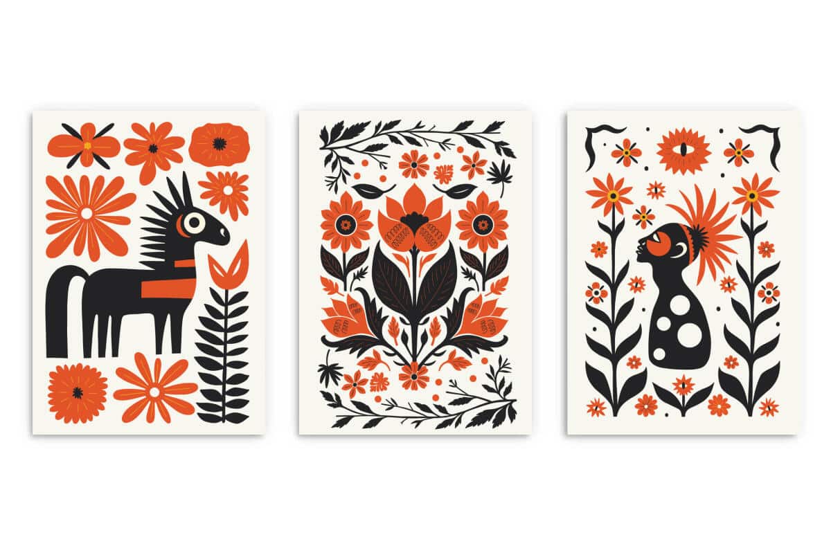 Zestaw 3 Plakatów- Folk Art, Ludowe Wzory | Obrazy na ścianę Folklor 42264 - zdjęcie 8