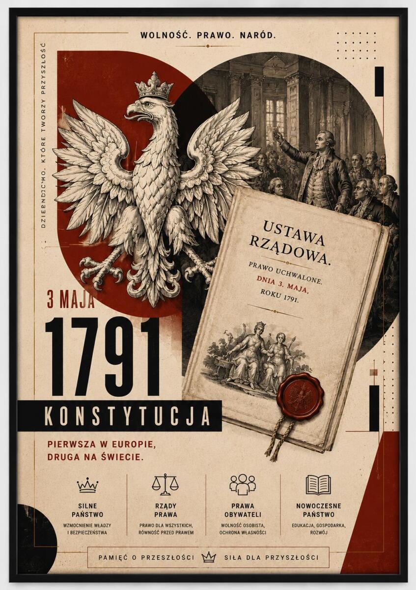 Plakat Patriotyczny- Konstytucja 3 Maja 1791 | Obraz Historia Polski 70138
