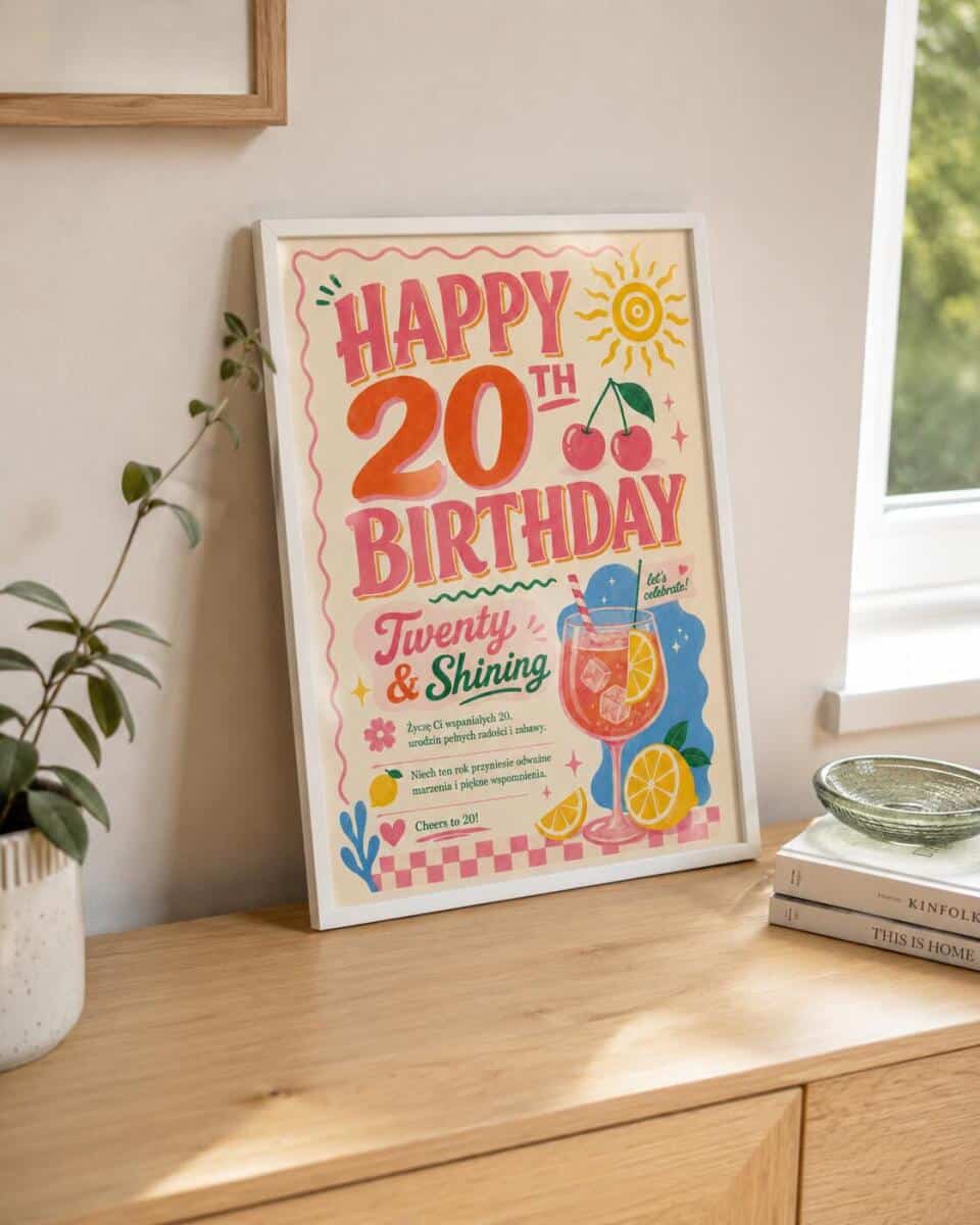 Prezent urodzinowy 20 lat | Plakat na 20 urodziny dla dziewczyny 31025 - zdjęcie 5