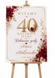 Elegancka Tablica Powitalna na 40 Rocznicę Ślubu, Rubinowe Gody | Tablica z imionami na Jubileusz 31066 - miniaturka 5