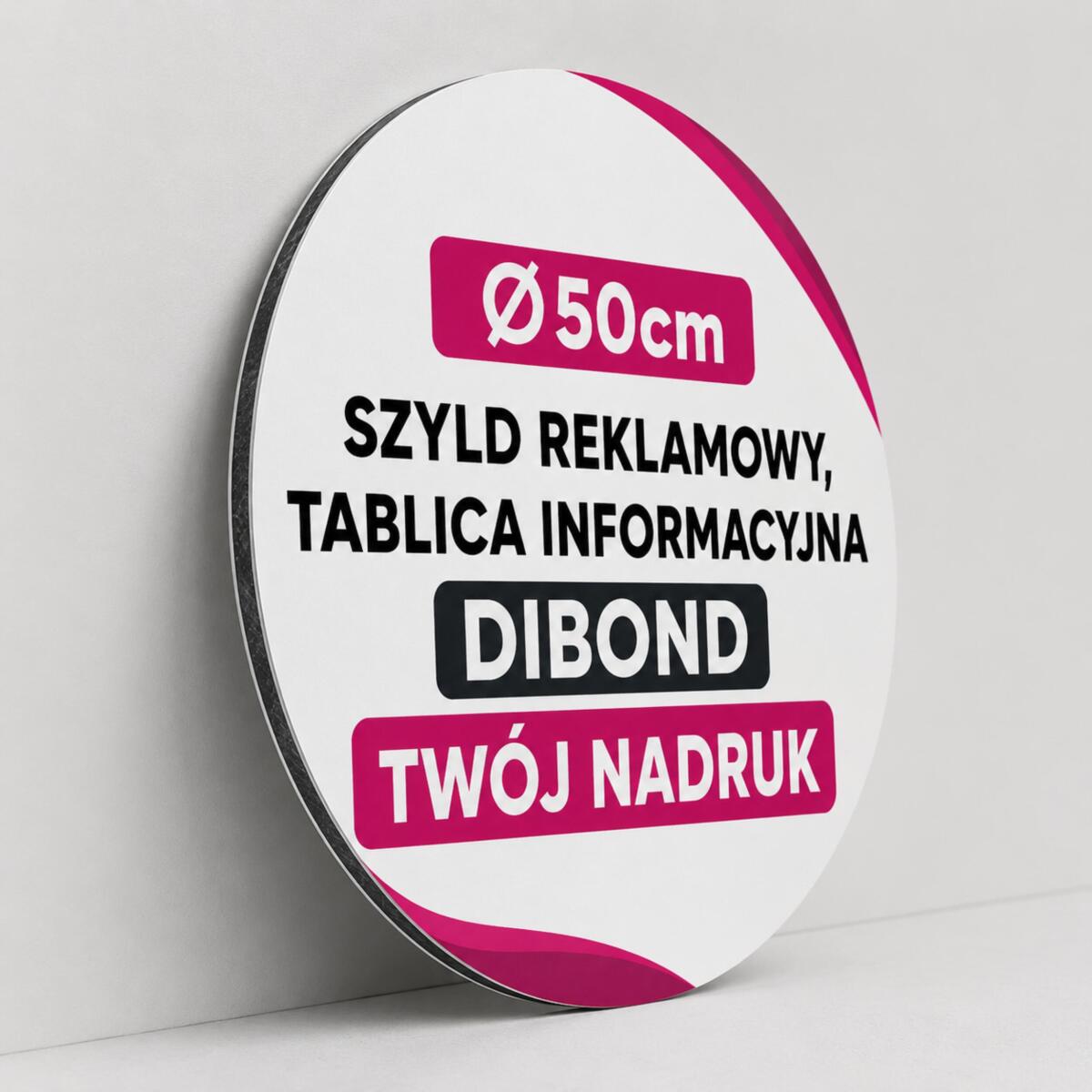 Okrągły Szyld firmowy na zamówienie | DIBOND 50cm  | Zewnętrzna Tablica Reklamowa z Logo - zdjęcie 2