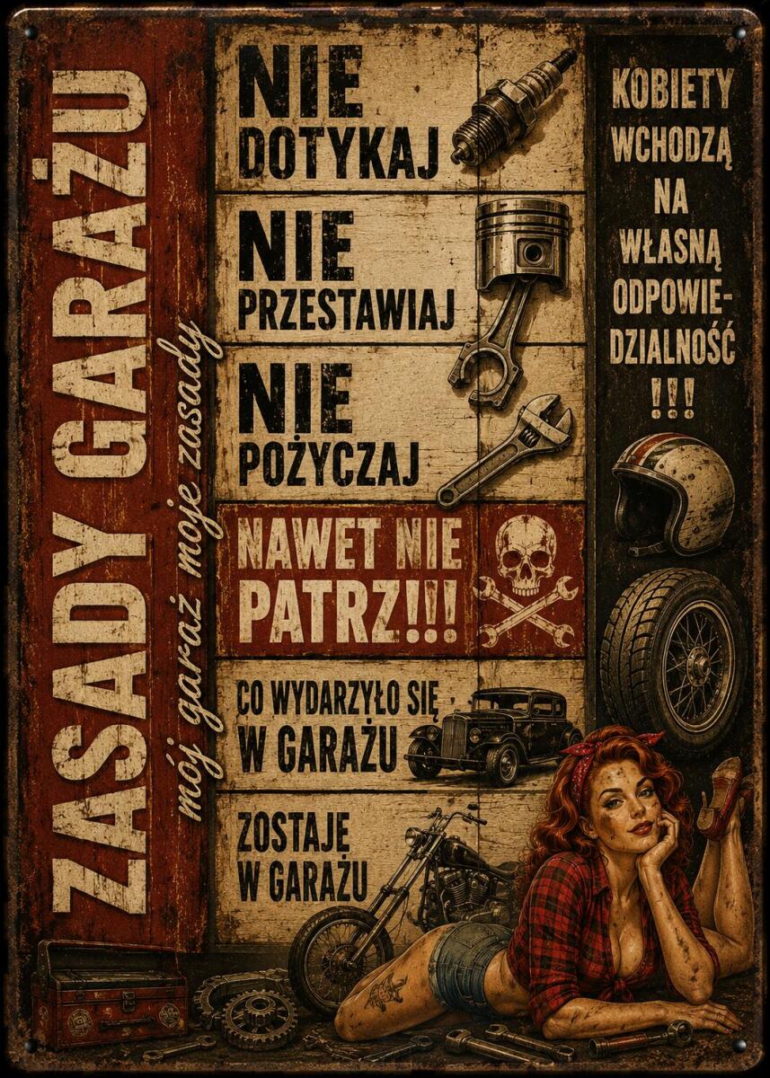 Śmieszny Plakat dla mężczyzny– Zasady Garażu, Regulamin warsztatu 76092 - zdjęcie 5