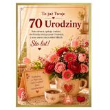 Plakat na 70 urodziny z życzeniami - Kwiaty | Prezent na 70-tkę 31016 - miniaturka 6