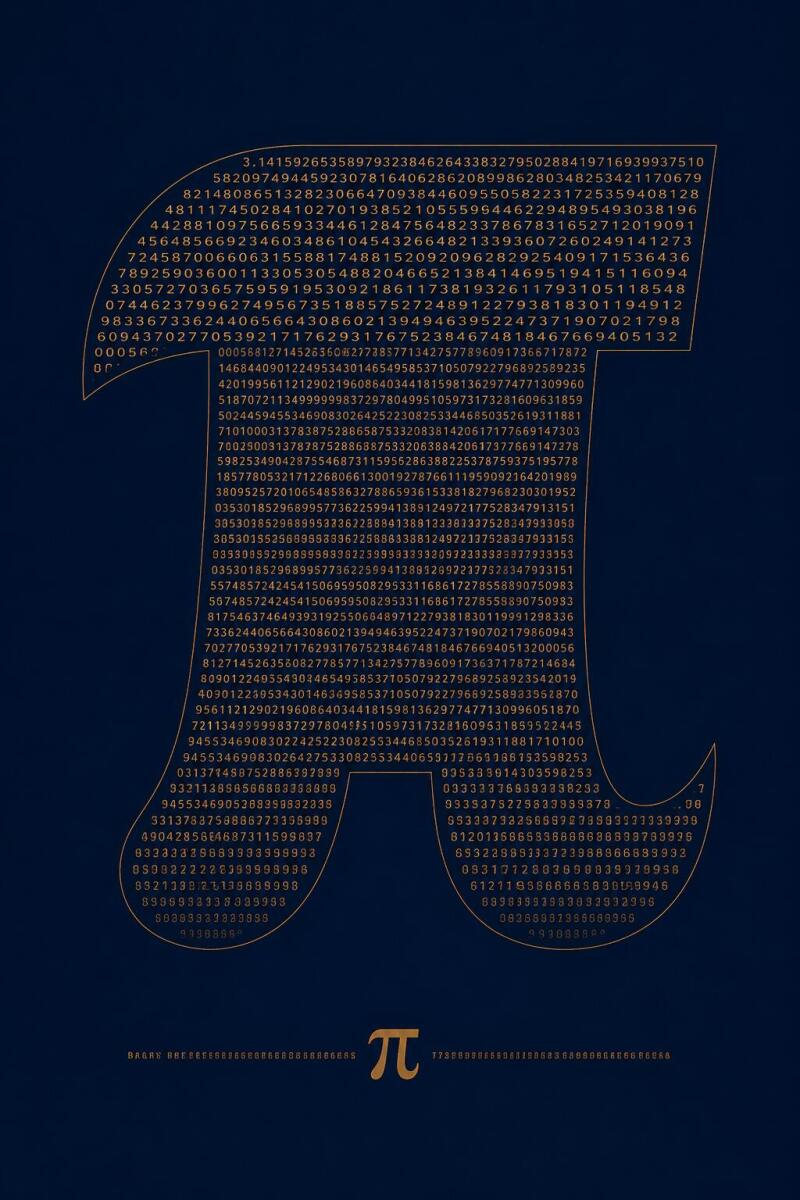 Plakat Matematyczny- Złota Liczba Pi π | Obraz Naukowy do biura, gabinetu, pokoju ucznia 70134 - zdjęcie 5