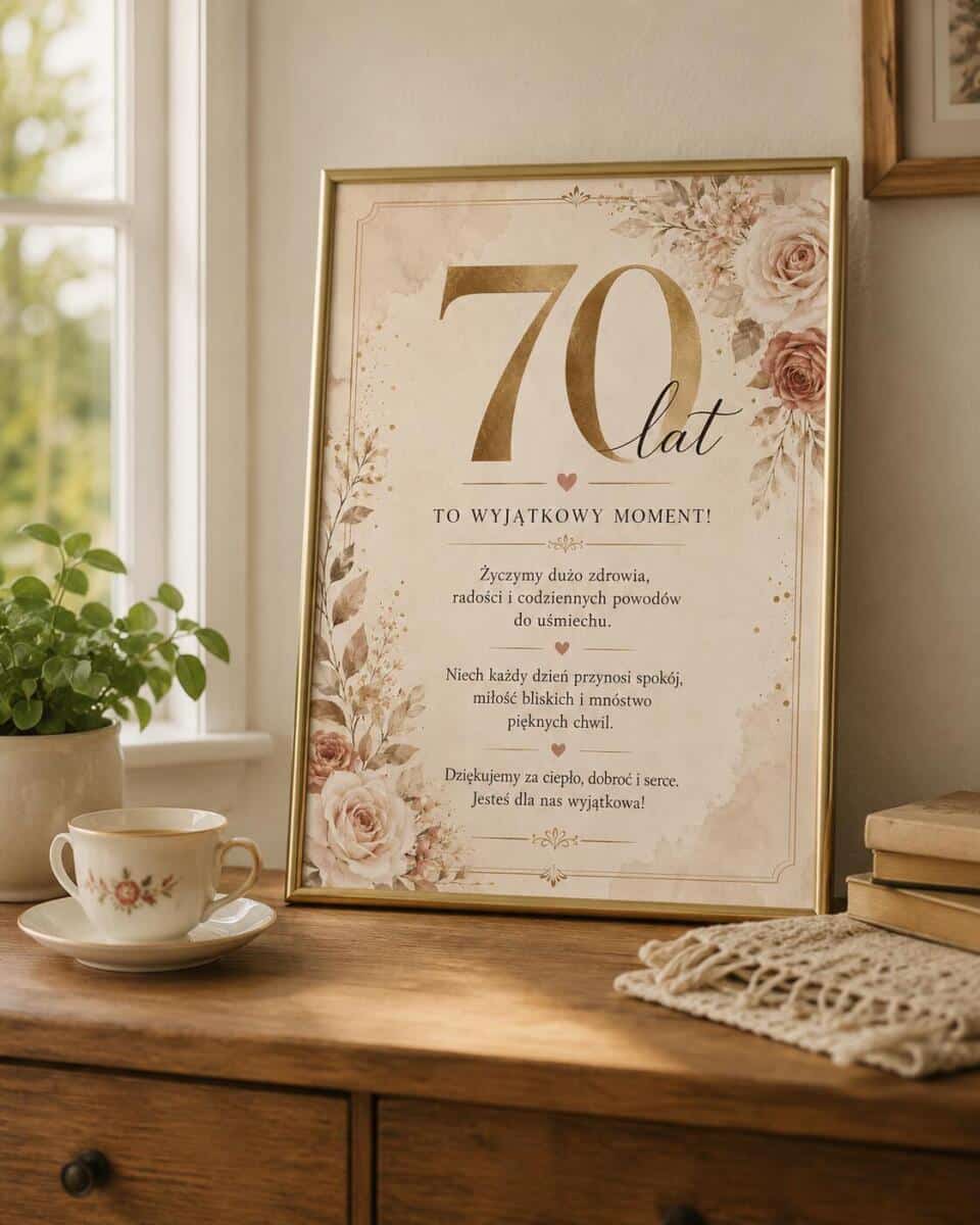 Plakat z życzeniami na 70 urodziny | Elegancka pamiątka na 70-tkę 31017 - zdjęcie 4