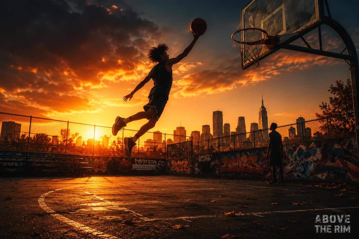 Fototapeta do pokoju nastolatka- Koszykarz, Zachód Słońca w mieście | Tapeta młodzieżowa Above The Rim 76118 - zdjęcie 3