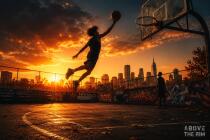 Fototapeta do pokoju nastolatka- Koszykarz, Zachód Słońca w mieście | Tapeta młodzieżowa Above The Rim 76118 - miniaturka 3