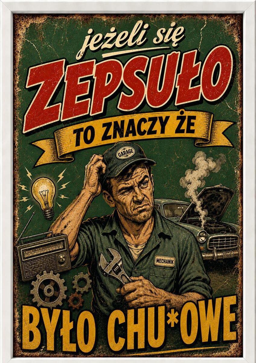 Retro Plakat dla Mechanika | Śmieszny Obraz do warsztatu, garażu 76090 - zdjęcie 4