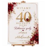Elegancka Tablica Powitalna na 40 Rocznicę Ślubu, Rubinowe Gody | Tablica z imionami na Jubileusz 31066 - miniaturka 1
