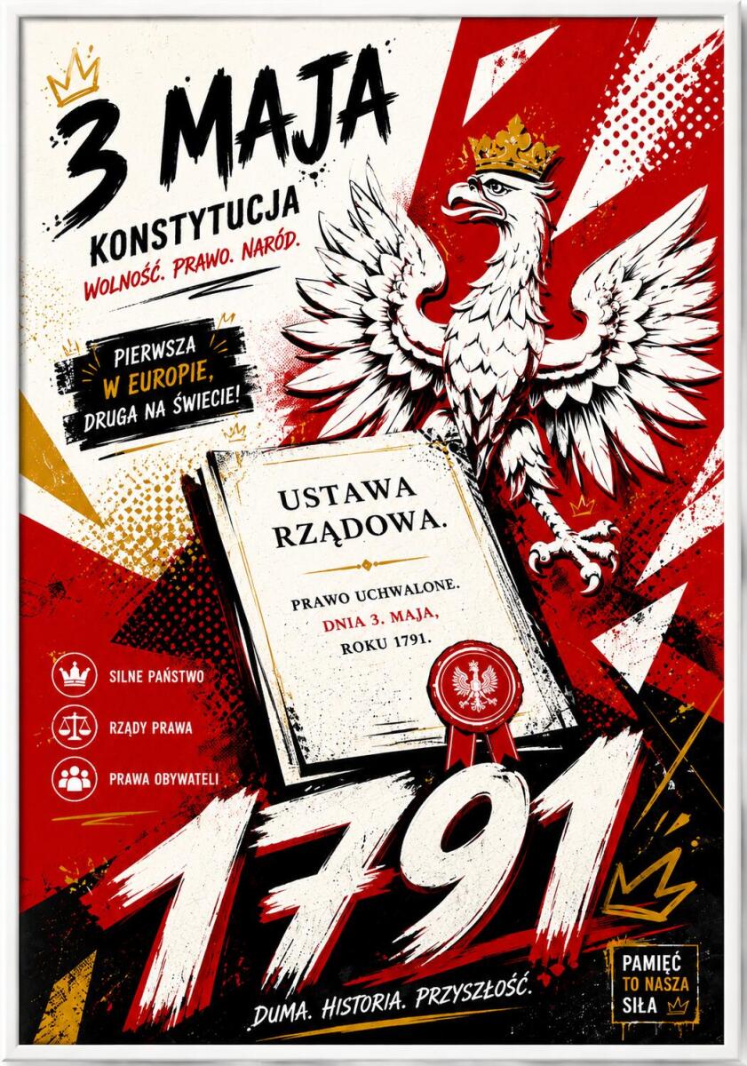Plakat Patriotyczny- Konstytucja 3 Maja | Obraz edukacyjny do klasy historycznej 70137 - zdjęcie 2