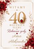 Elegancka Tablica Powitalna na 40 Rocznicę Ślubu, Rubinowe Gody | Tablica z imionami na Jubileusz 31066 - miniaturka 6