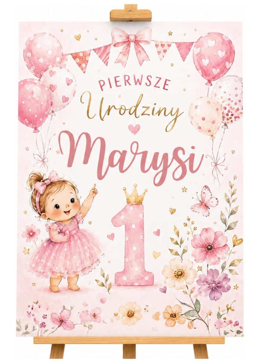 Tablica Powitalna na Pierwsze Urodziny – Mała Księżniczka| Dekoracje urodzinowe, Plakat na roczek 31037