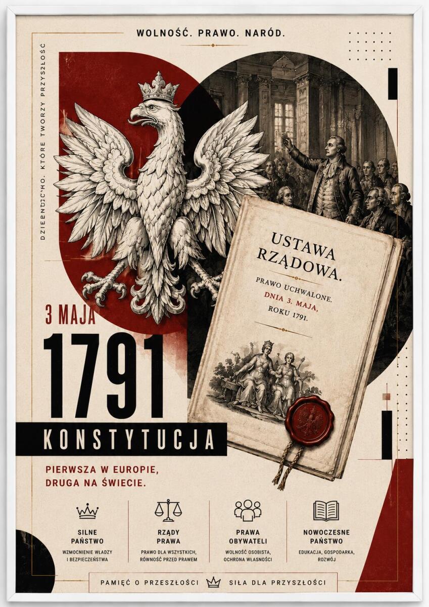 Plakat Patriotyczny- Konstytucja 3 Maja 1791 | Obraz Historia Polski 70138 - zdjęcie 3