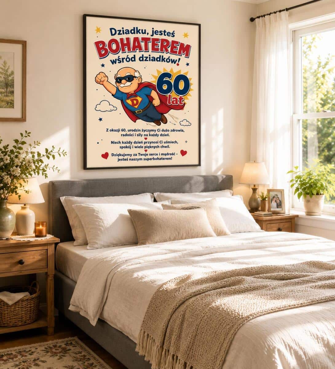 Plakat na 60-tkę dla dziadka - Super dziadek | Prezent na 60 urodziny z życzeniami 31020 - zdjęcie 3
