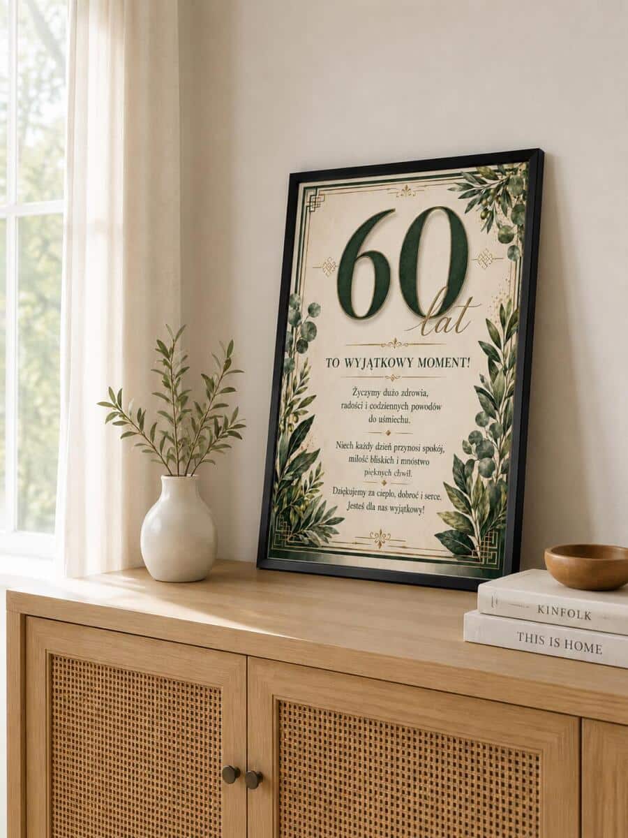 Plakat na 60-tkę dla mężczyzny - Eleganckie życzenia | Prezent na 60 urodziny 31023 - zdjęcie 5