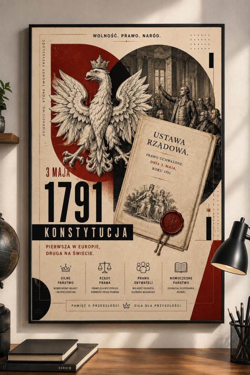 Plakat Patriotyczny- Konstytucja 3 Maja 1791 | Obraz Historia Polski 70138 - zdjęcie 2