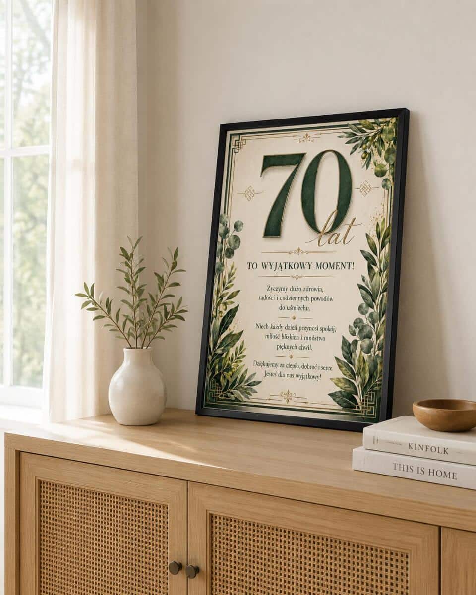 Plakat na 70-tkę dla mężczyzny - Eleganckie życzenia | Prezent na 70 urodziny 31019 - zdjęcie 4