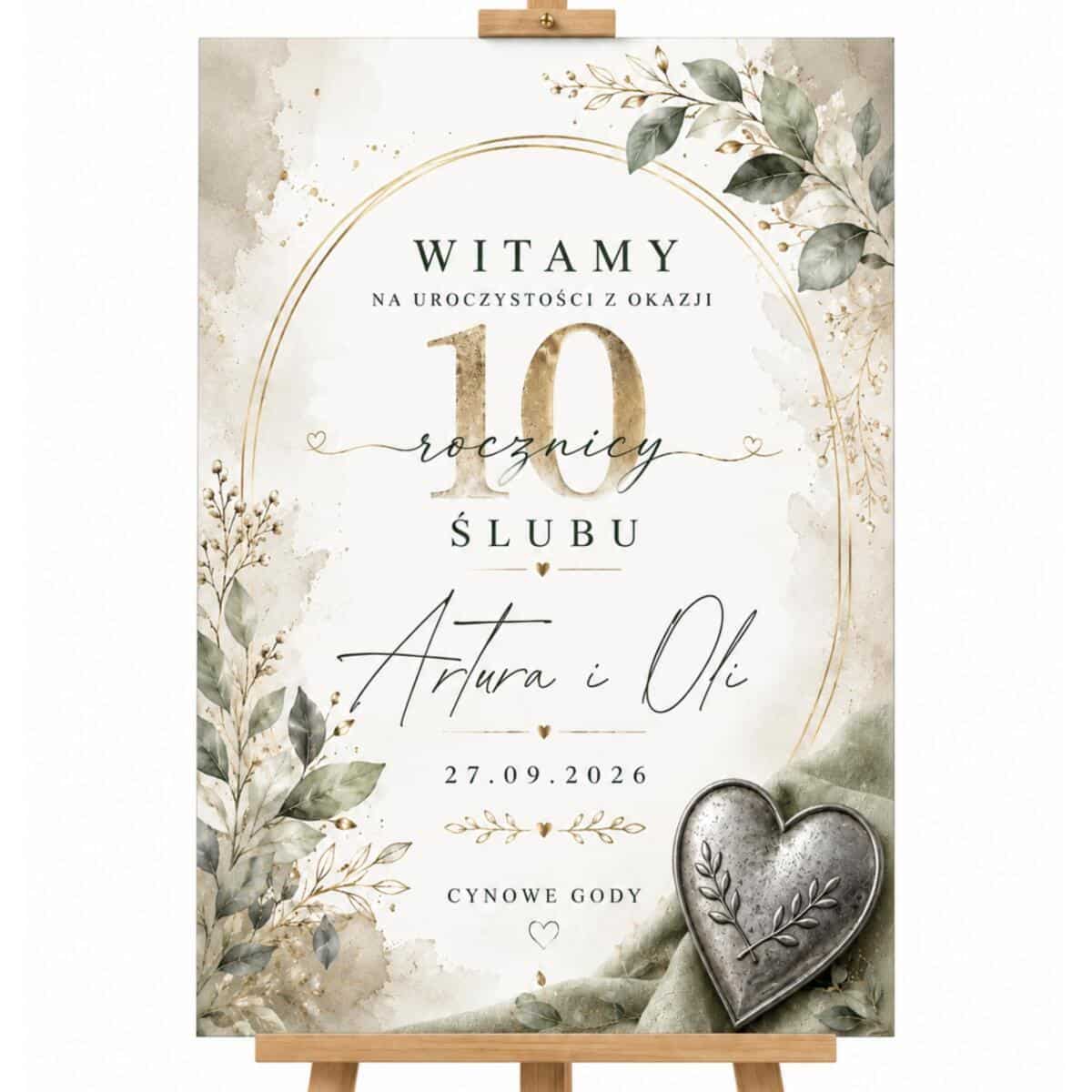 Tablica powitalna na 10 Rocznicę Ślubu | Plakat Witamy- Cynowe Gody 31060