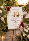 Elegancka Tablica Powitalna na 40 Rocznicę Ślubu, Rubinowe Gody | Tablica z imionami na Jubileusz 31066 - miniaturka 2