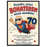 Plakat na 70-tkę dla dziadka - Super dziadek | Prezent na 70 urodziny z życzeniami 31018 - miniaturka 1