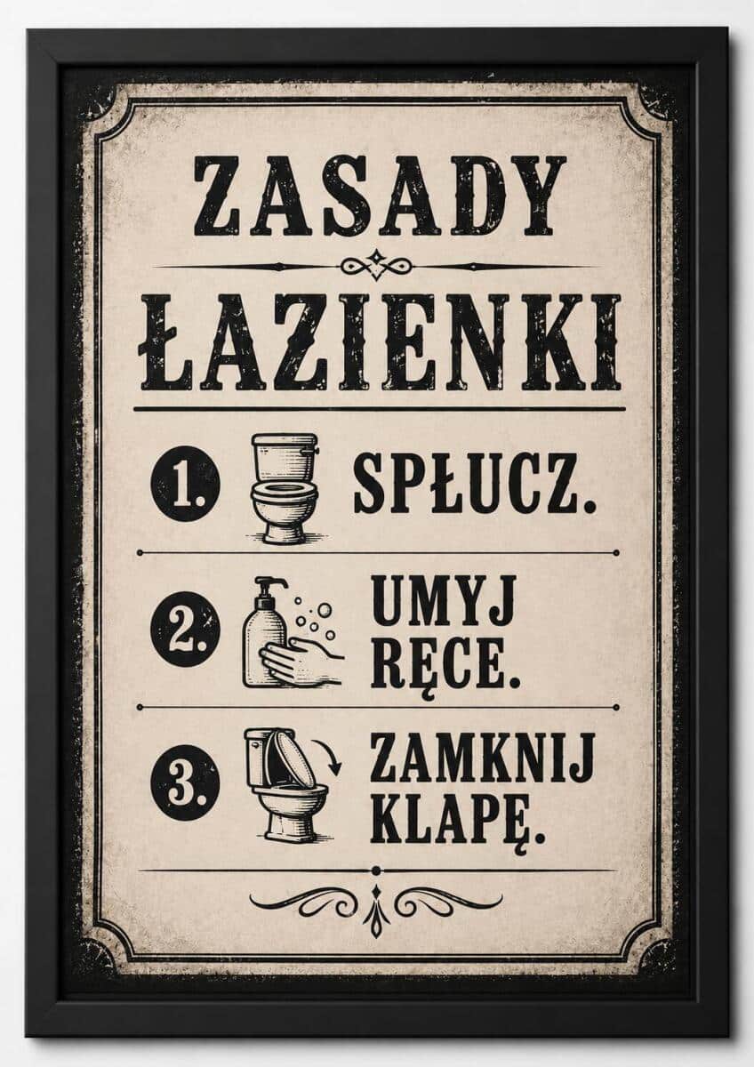 Plakat do WC w stylu Retro- Zasady Łazienki 76079 - zdjęcie 3