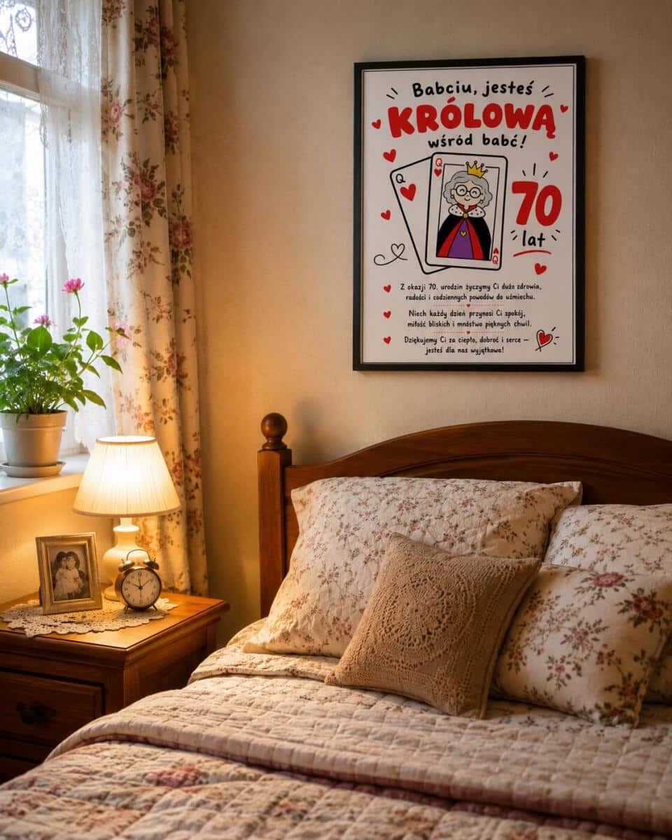 Plakat z życzeniami dla babci - 70 lat | Pamiątka urodzinowa 31015 - zdjęcie 2