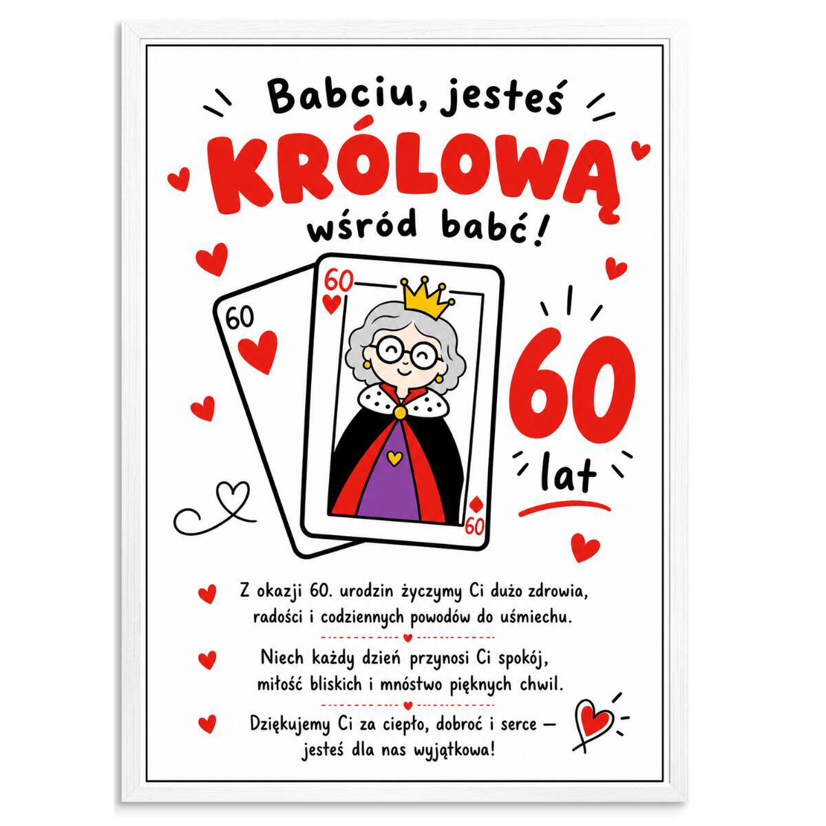 Plakat z życzeniami dla babci - 60 lat | Pamiątka urodzinowa 31021 - zdjęcie 6