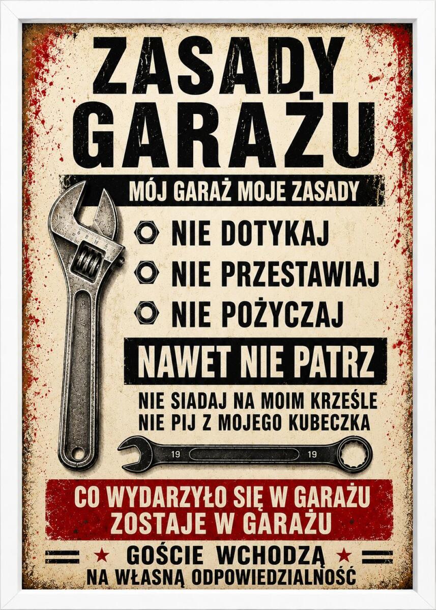 Zabawny Plakat do warsztatu | Obraz w stylu Vintage dla mężczyzny- Zasady garażu 76093 - zdjęcie 4