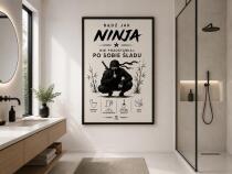 Plakat do łazienki: Bądź jak Ninja – Nie Pozostawiaj Po Sobie Śladu | Śmieszna dekoracja do toalety, WC 76070 - miniaturka 2