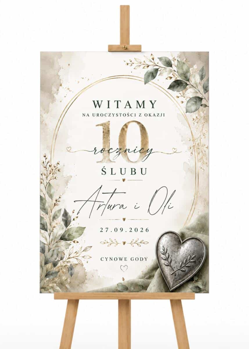 Tablica powitalna na 10 Rocznicę Ślubu | Plakat Witamy- Cynowe Gody 31060 - zdjęcie 5